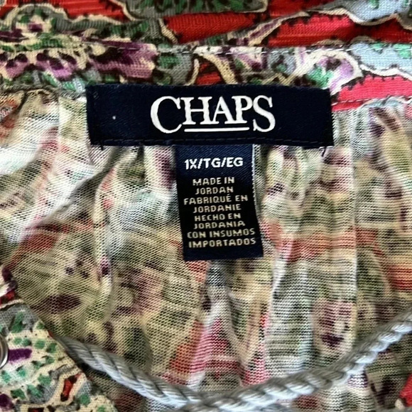 NWT Chaps Dusty Lane Multicolored Paisley Peasant Top Boho Popover U12 - Picture 4 of 6